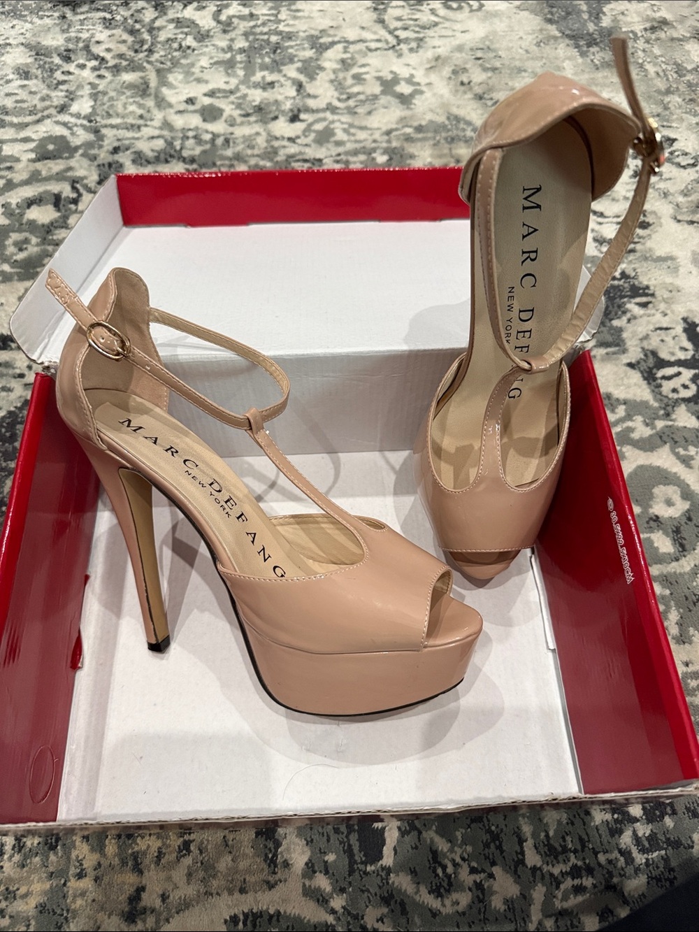 Marc Defang Nude Patent Platform Peep-Toe Heels